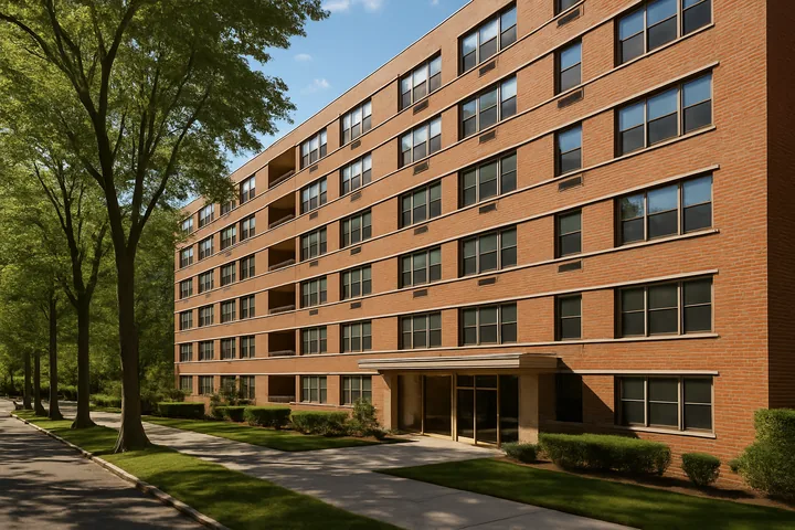 Illustrative Riverdale Bronx mid-century co-op building