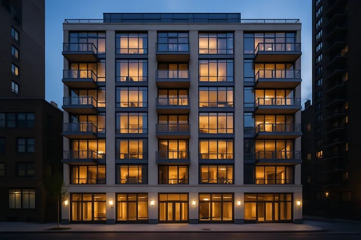 Illustrative Manhattan mid-rise condominium